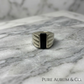 Bague chevalière géométrique en argent 950 et onyx noir du Mexique