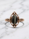 Vintage 10k Gold Hematite Cat's Eye Ring