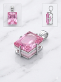 Colgante de kunzita talla esmeralda de plata de ley 925