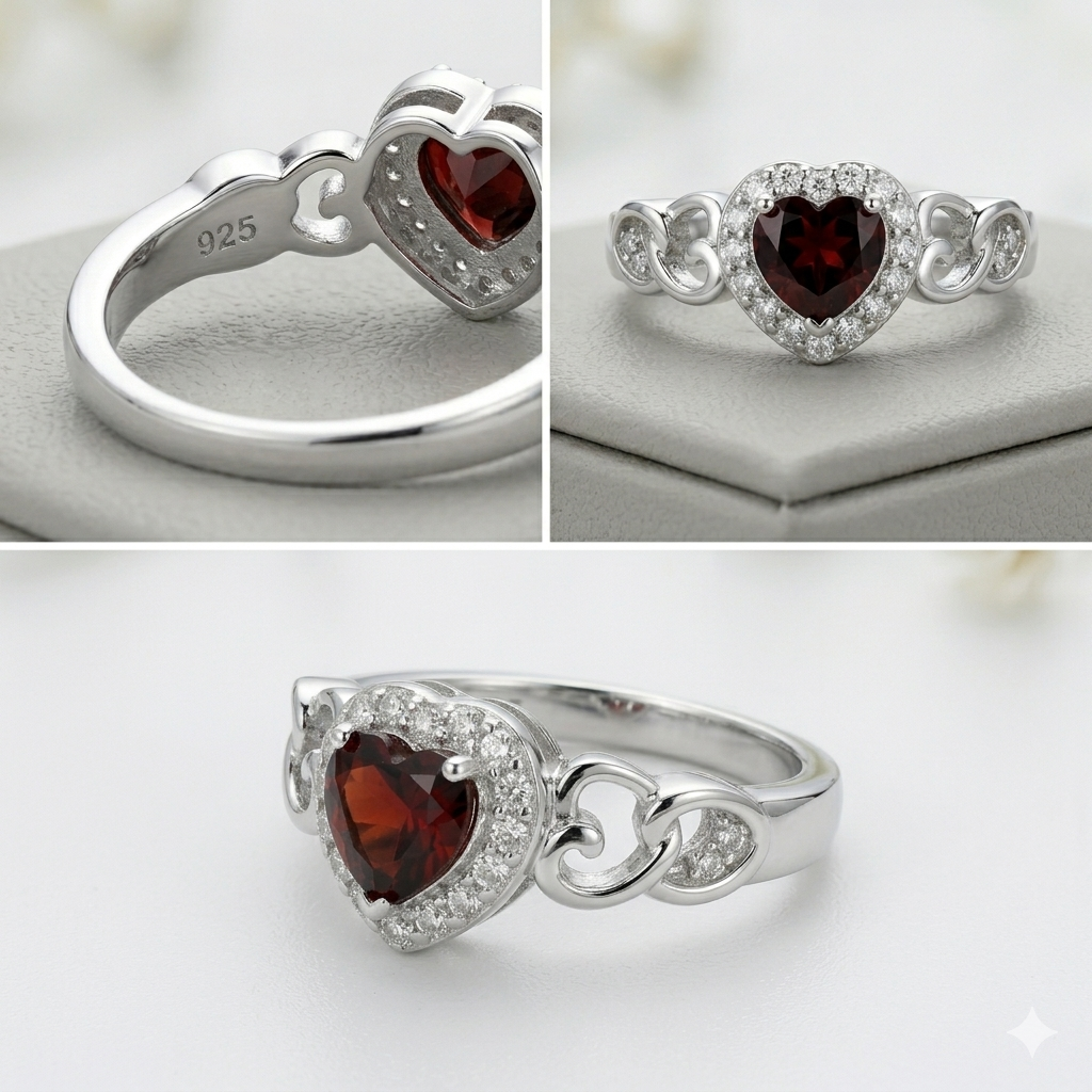 Anillo Corazón Halo en Plata de Ley