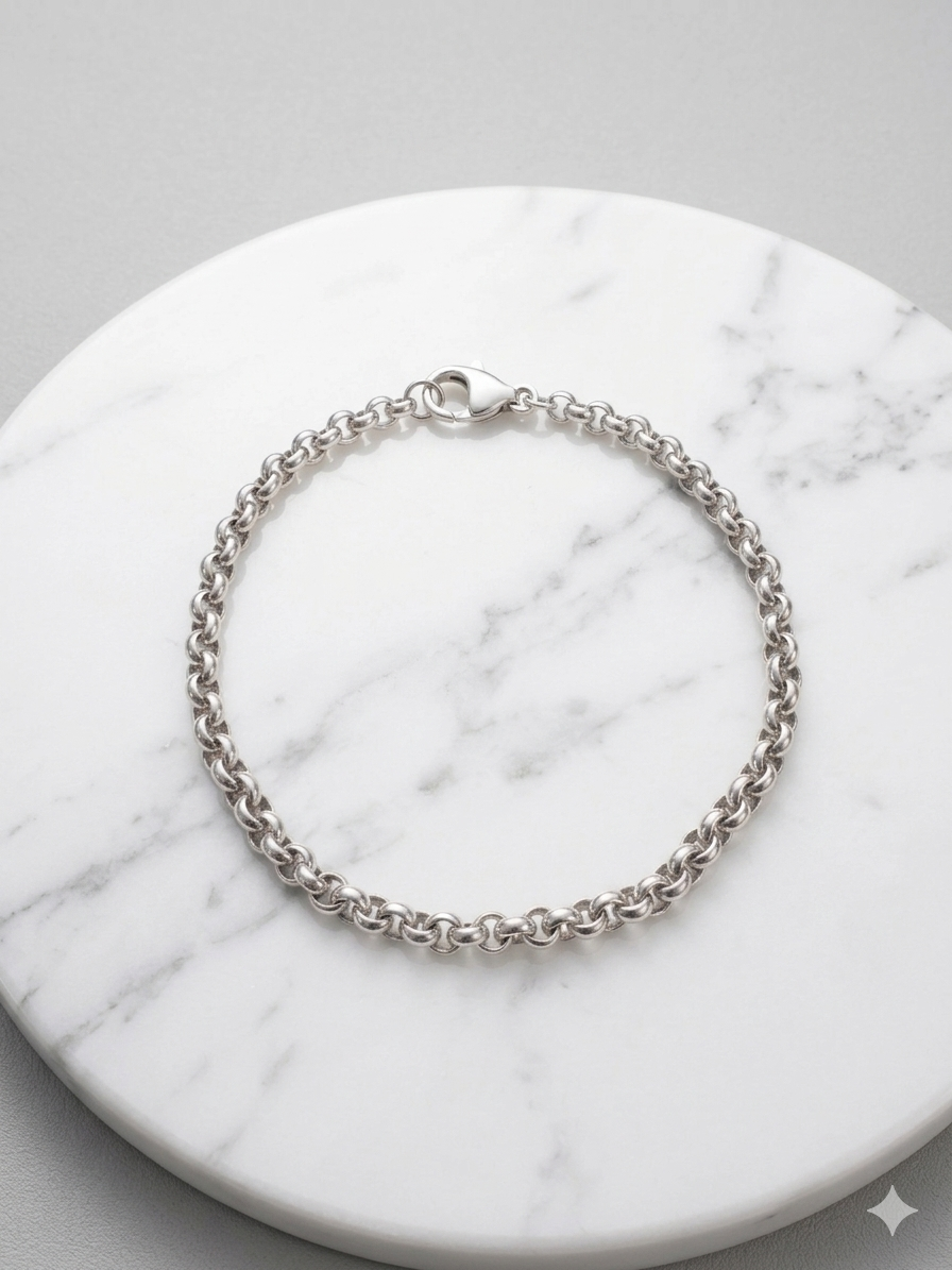 Sterling Silver Double Rolo Chain Bracelet