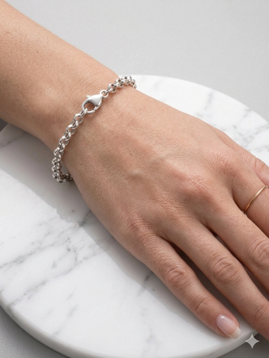 Sterling Silver Double Rolo Chain Bracelet