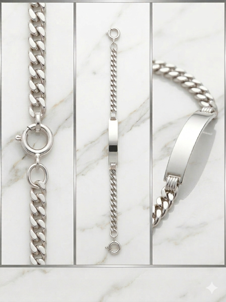 Sterling Silver Cuban Curb ID Bracelet