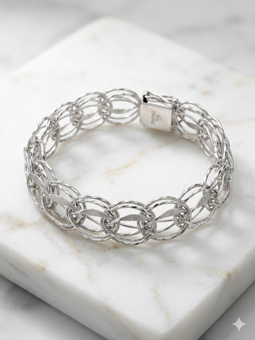 Italian-Style Double Oval Link Bracelet in Sterling Silver