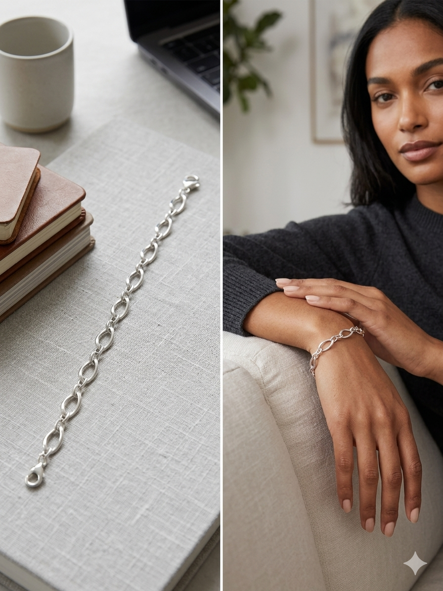 Sterling Silver Oval Link Chain Bracelet