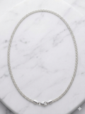 Collar de soga de plata de ley 925 de triple torsión