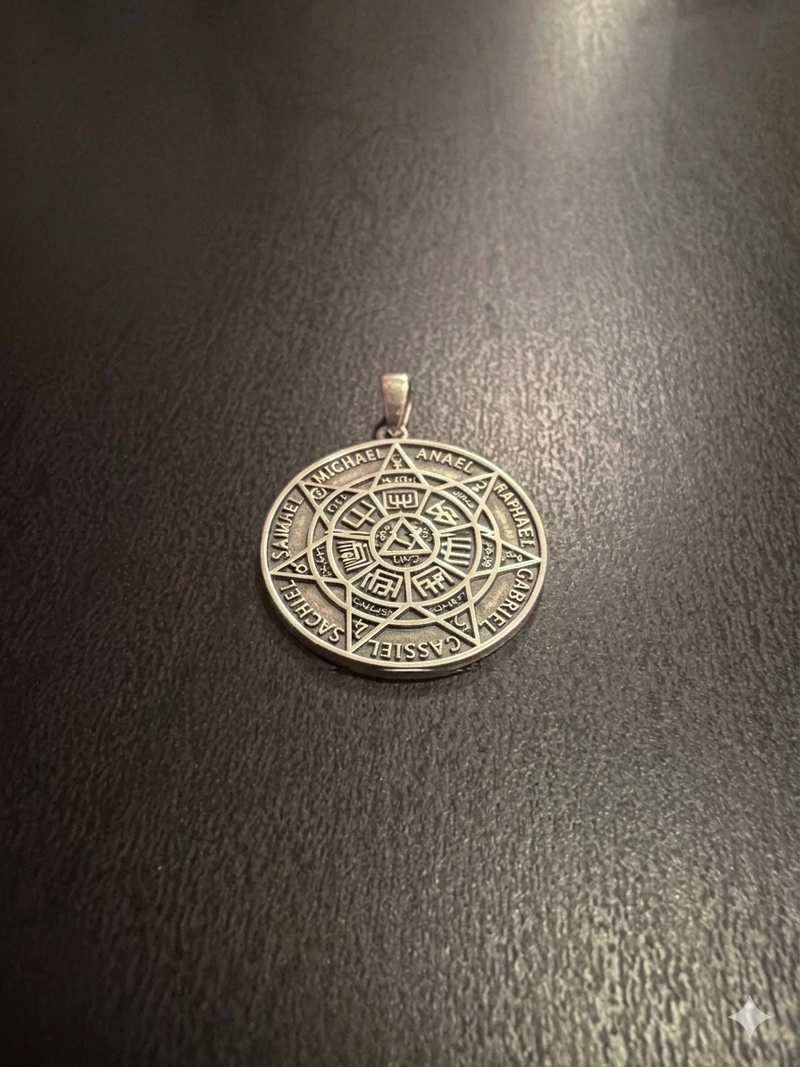 Colgante del Sello de los Siete Arcángeles de Plata de Ley 925