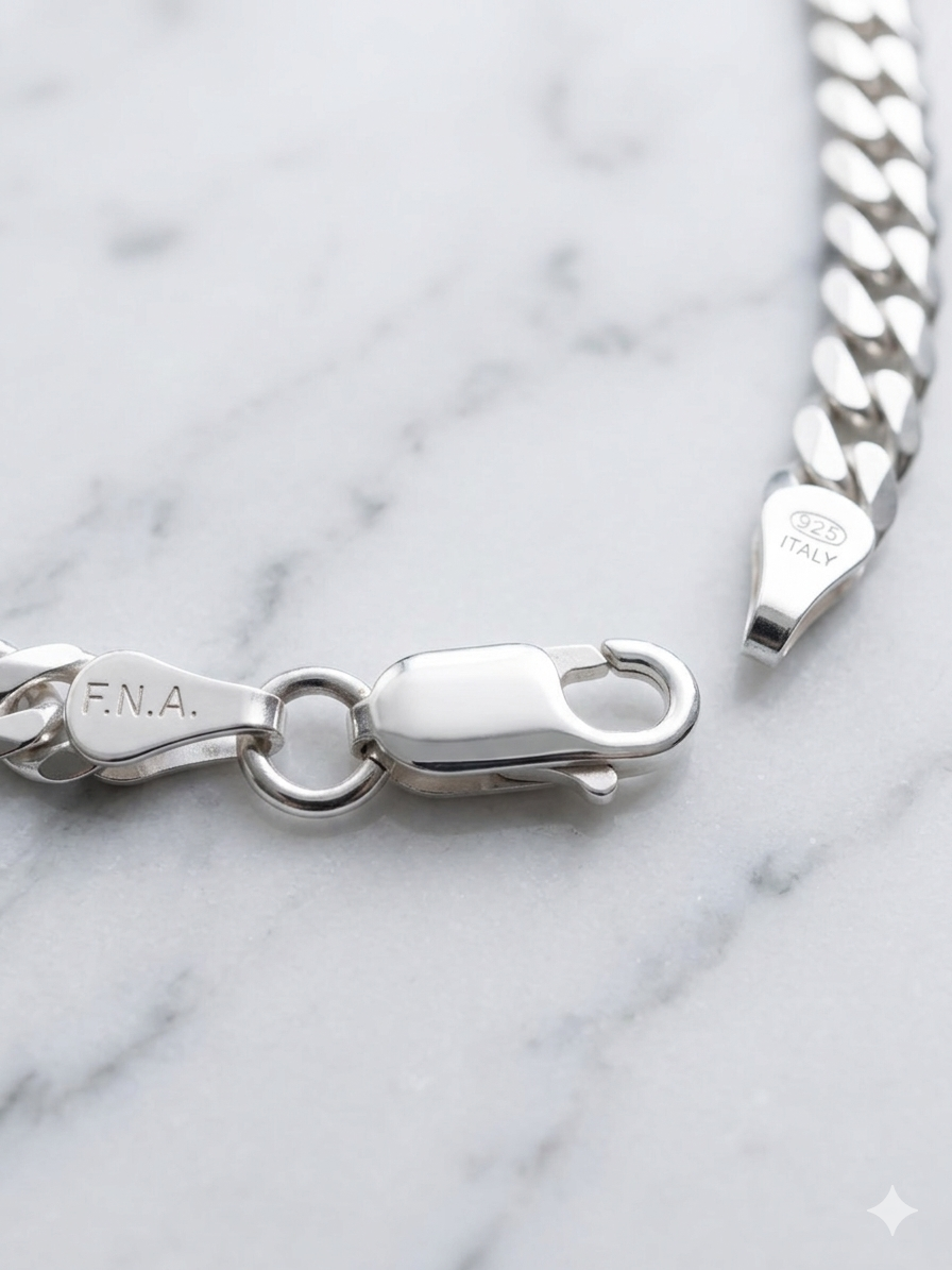 Men's Flat Cuban Curb Chain Necklace — 925 Italian Sterling Silver | 20"