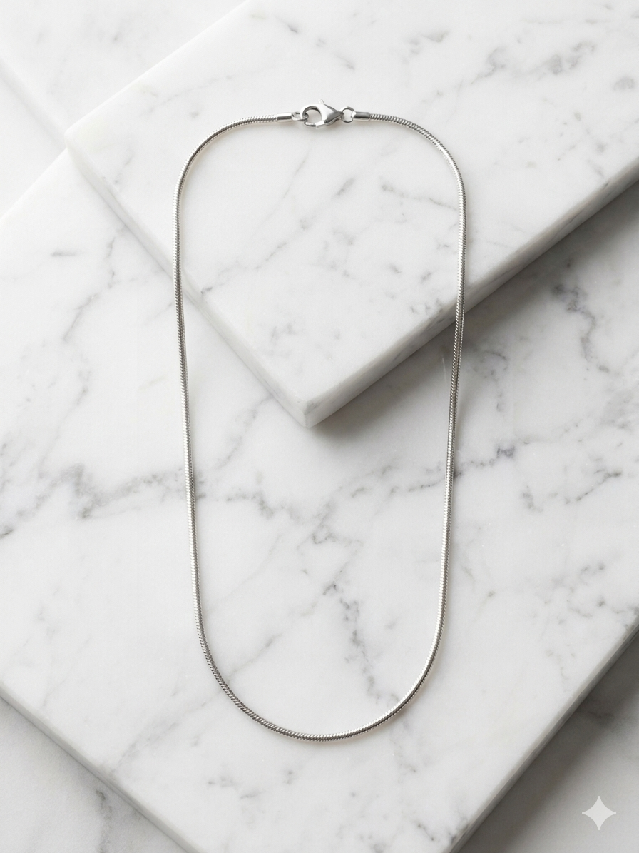 925 Sterling Silver Round Snake Chain Necklace — 18.5"
