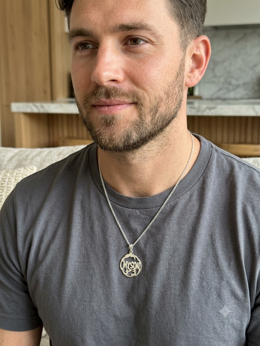 925 Sterling Silver "My Son" Nameplate Pendant