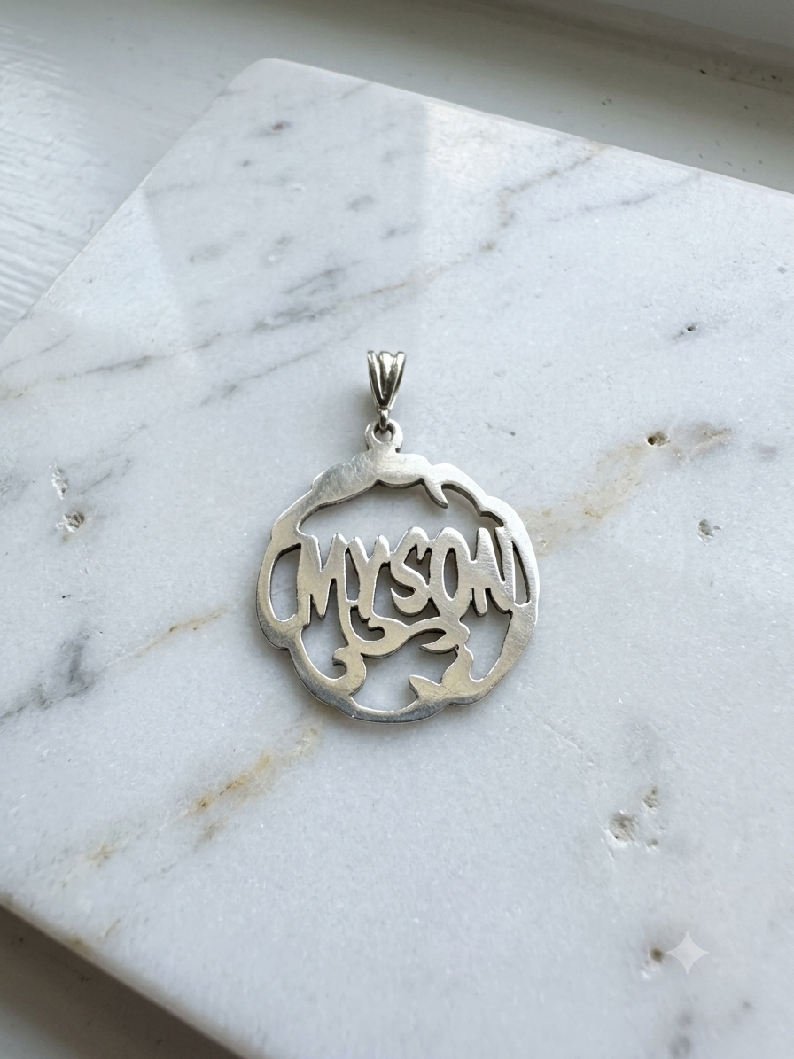 925 Sterling Silver "My Son" Nameplate Pendant