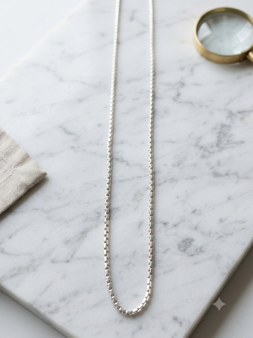 925 Sterling Silver Box Chain Necklace 17.5"