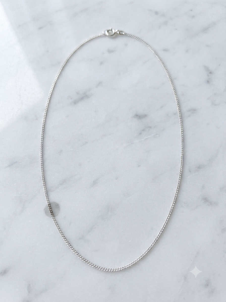 925 Sterling Silver Curb Chain Necklace 18.5"