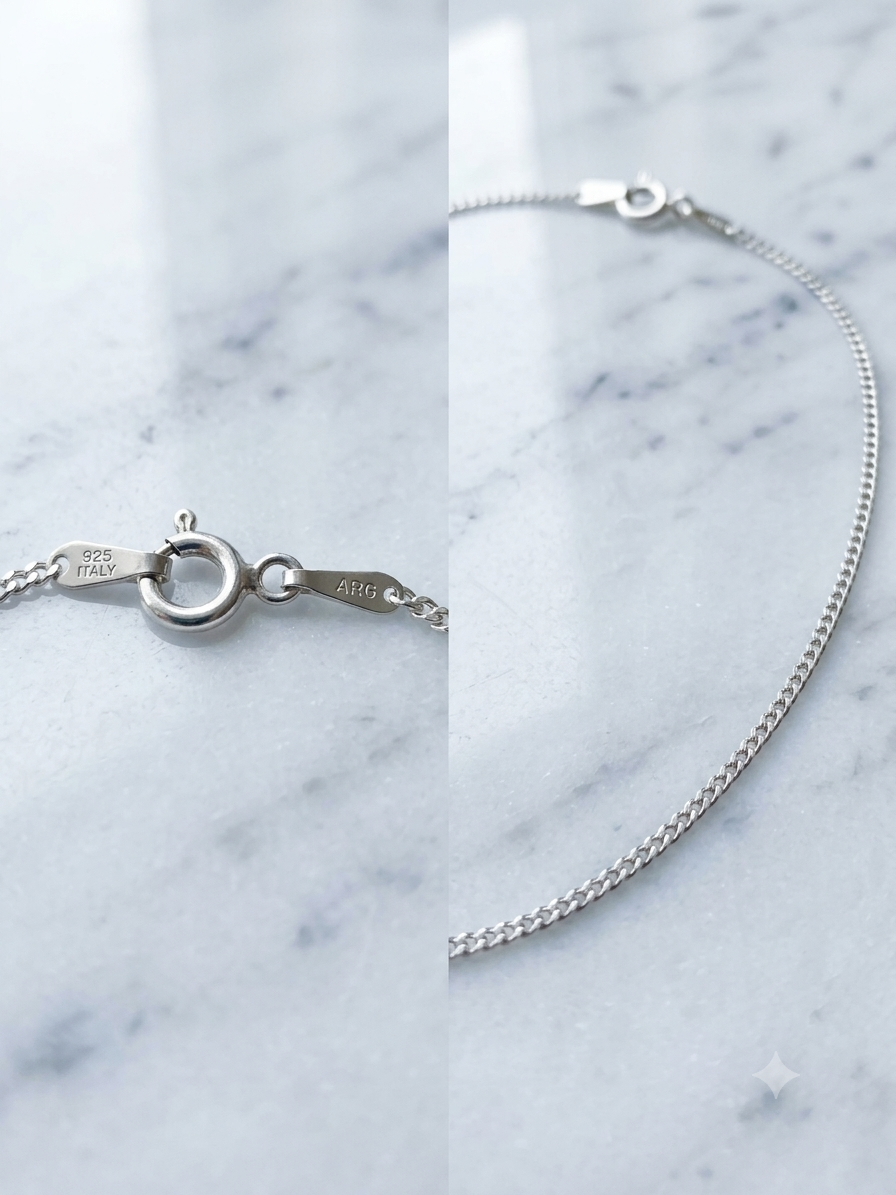 925 Sterling Silver Curb Chain Necklace 18.5"