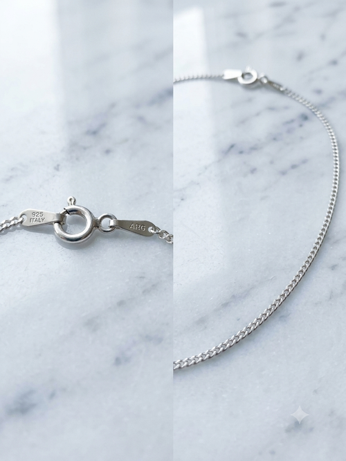 925 Sterling Silver Curb Chain Necklace 18.5"