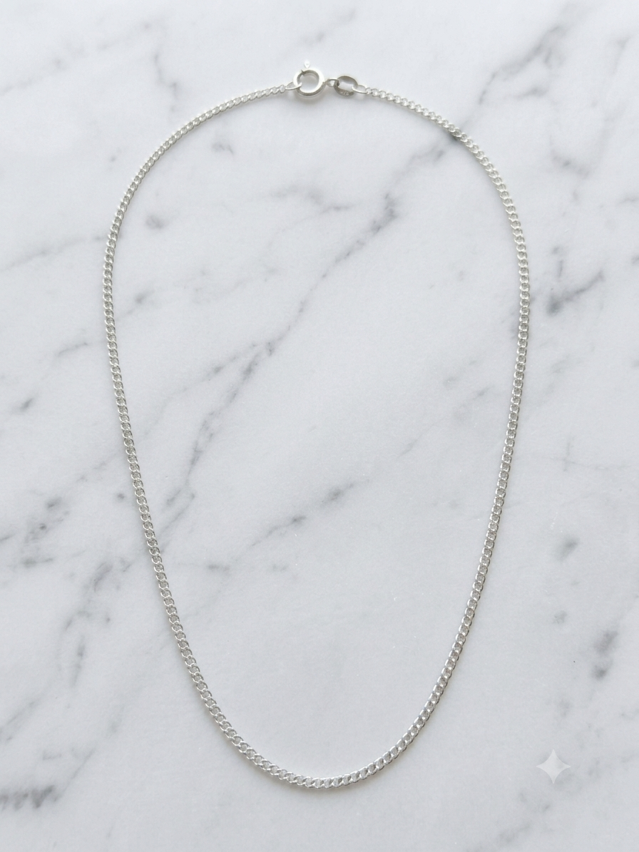 925 Sterling Silver Curb Chain Necklace 16"