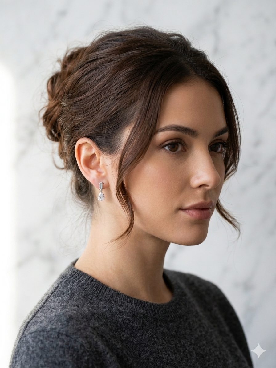 CZ Baguette & Pear Drop Earrings