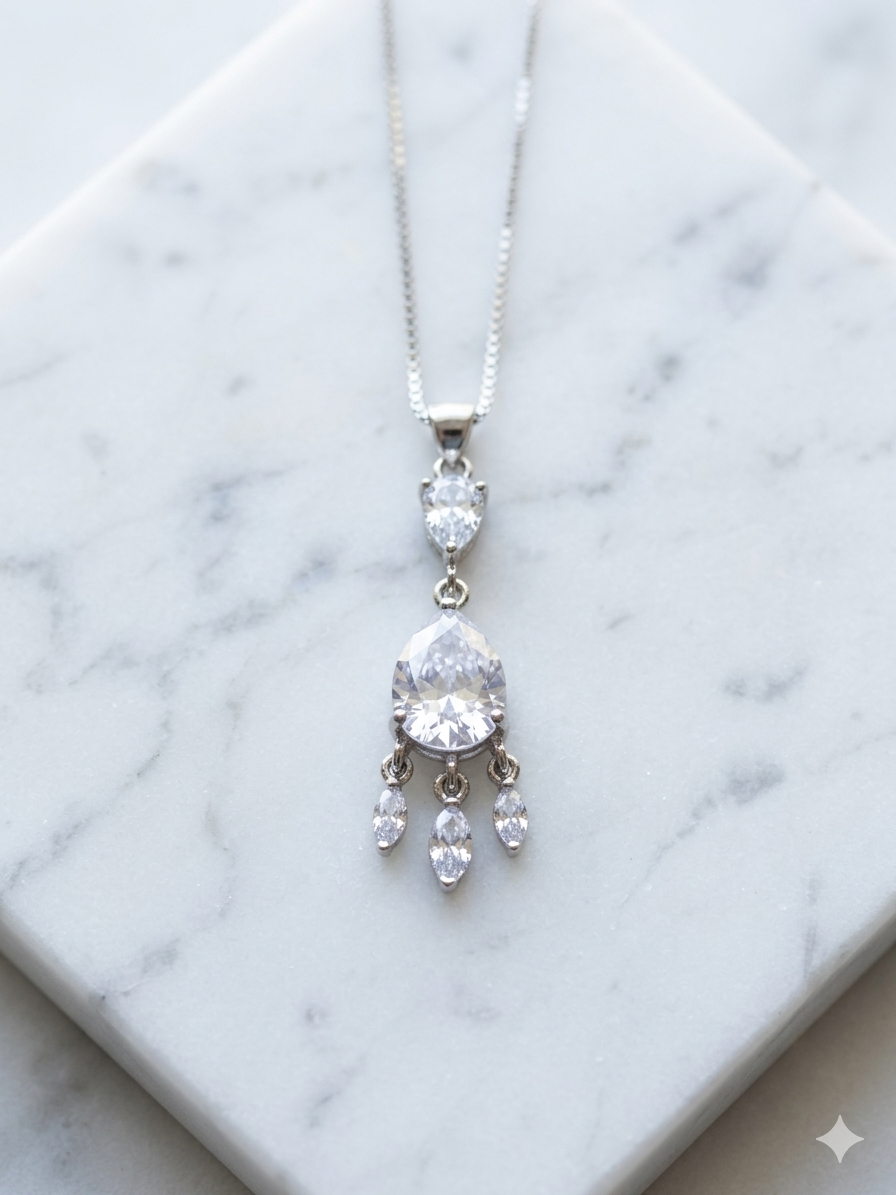 CZ Chandelier Drop Necklace