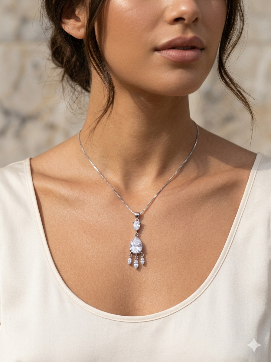 CZ Chandelier Drop Necklace
