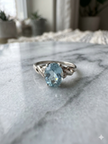 10K White Gold Oval Blue Topaz Ring
