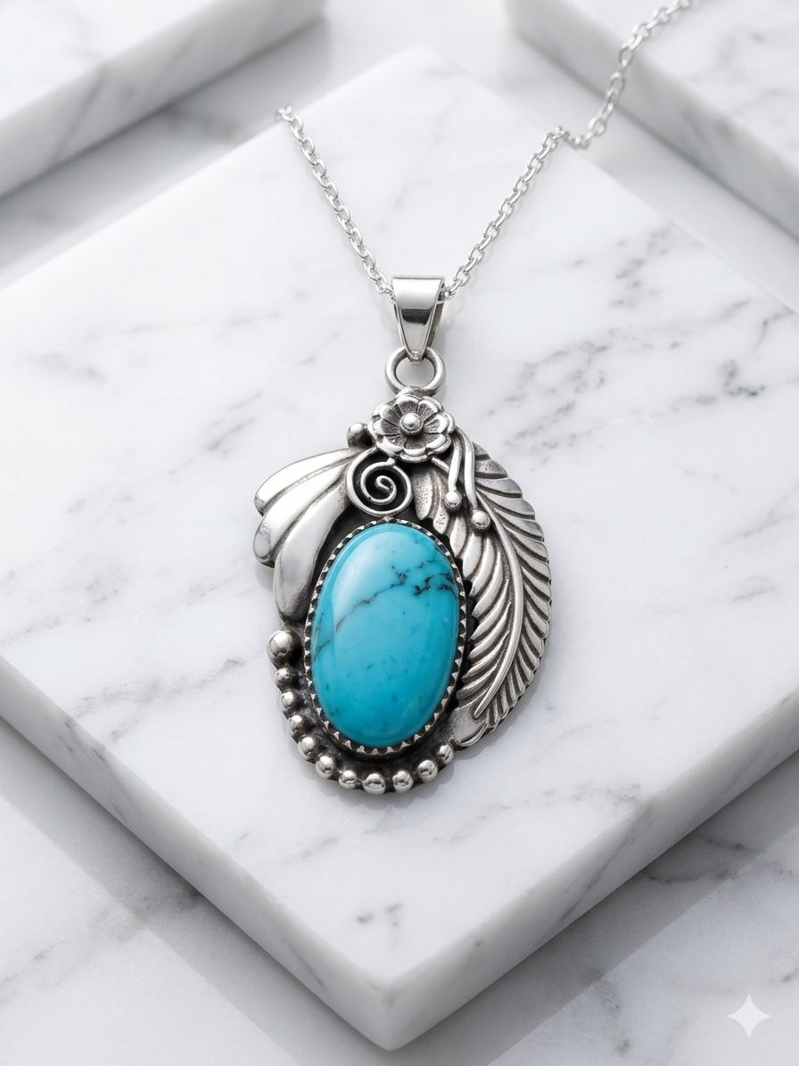 Southwestern Turquoise & Sterling Silver Pendant