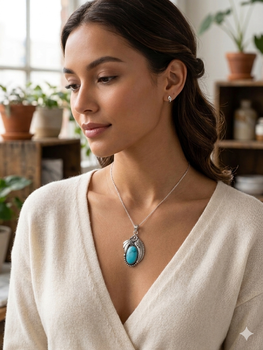 Southwestern Turquoise & Sterling Silver Pendant