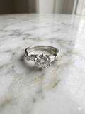 Round CZ Solitaire Ring with Baguette Shoulders — 925 Sterling Silver