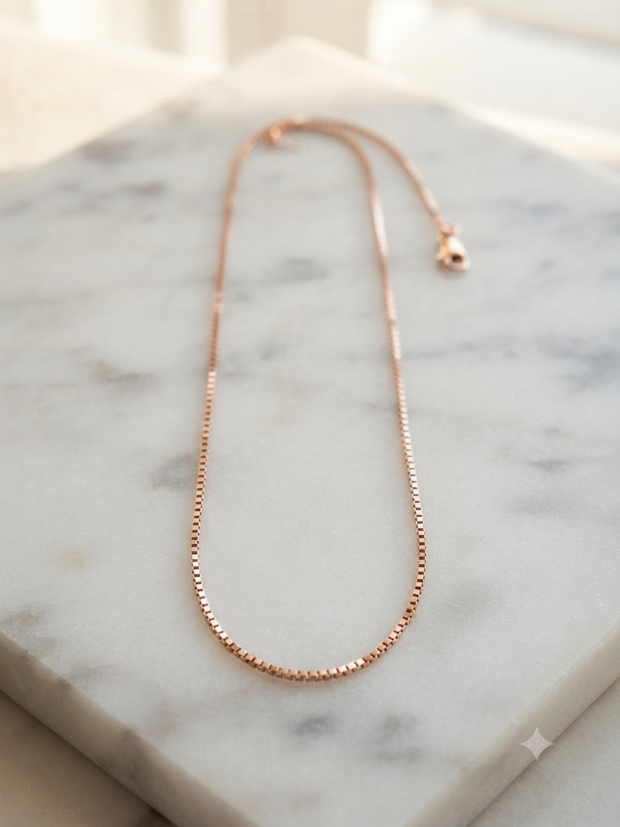 Yellow Gold Box Chain Necklace | 10K Gold | 18"