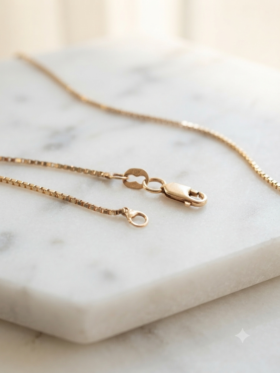 Yellow Gold Box Chain Necklace | 10K Gold | 18"