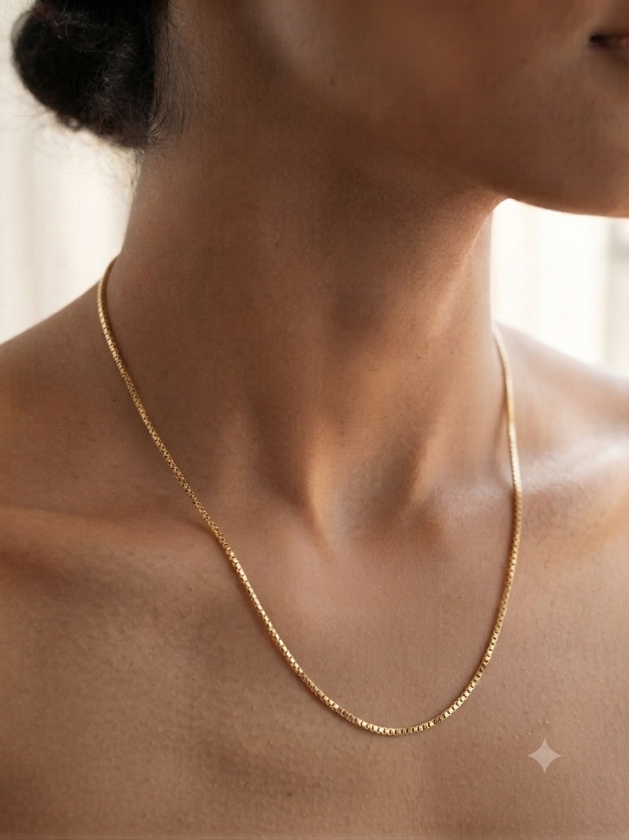 Yellow Gold Box Chain Necklace | 10K Gold | 18"