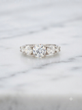 14K White Gold 5-Stone Round CZ Band Ring