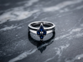 925 Sterling Silver Blue Gemstone Marquise Ring