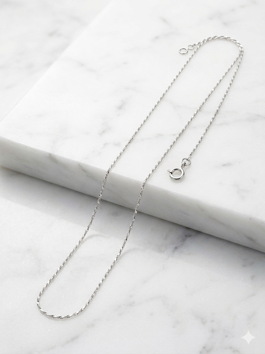 925 Sterling Silver Singapore Chain Necklace 16"