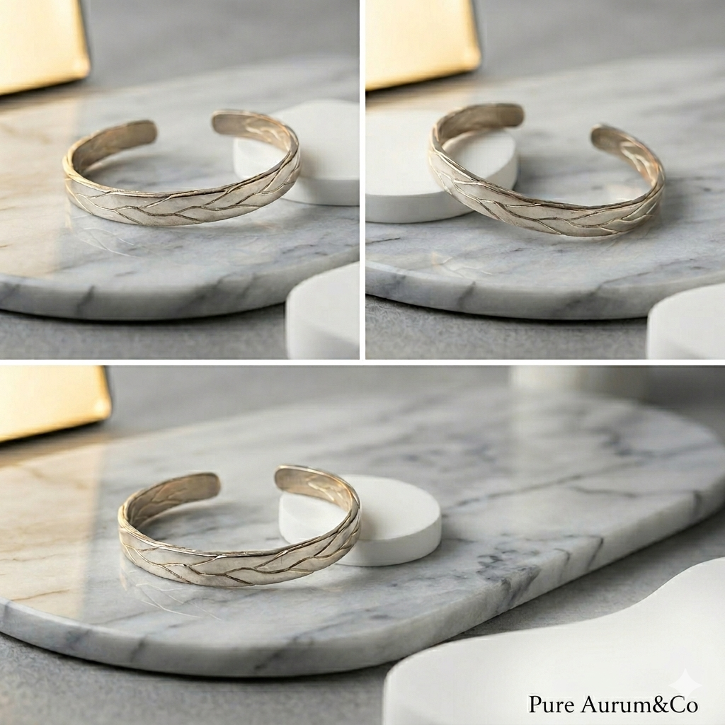 Fine Silver S999 Braided Cuff Bracelet