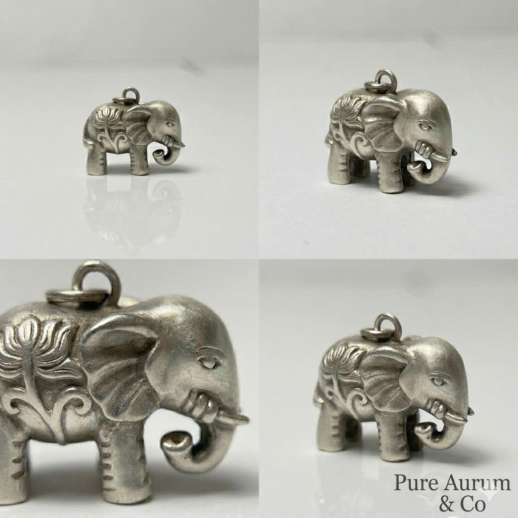 Elephant Charm Pendant — 925 Sterling Silver