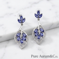 Boucles d'oreilles pendantes Feuille de tanzanite en argent sterling 925