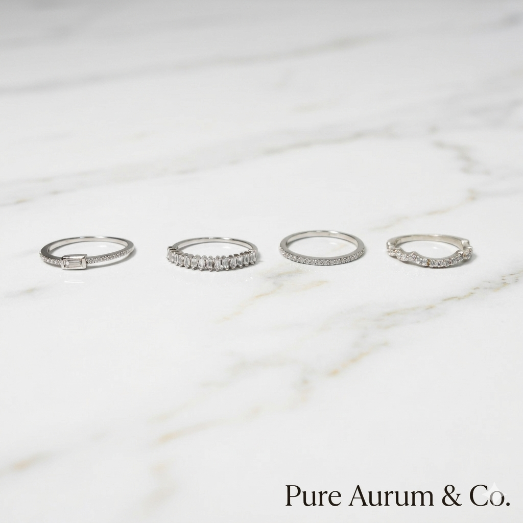 Juego de anillos apilables de 4 | Plata de ley S925