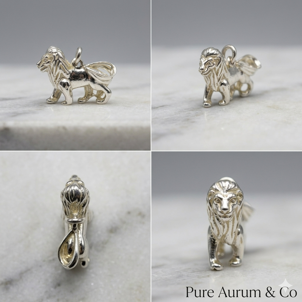 Lion Charm Pendant — 925 Sterling Silver