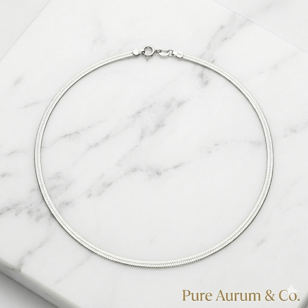 Collar de cadena de espiga plana de plata de ley — 18"