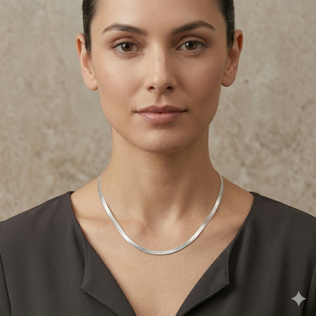 Collar de cadena de espiga plana de plata de ley — 18"