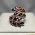 Bague Cocktail en Argent Sterling et Tourmaline Multicolore
