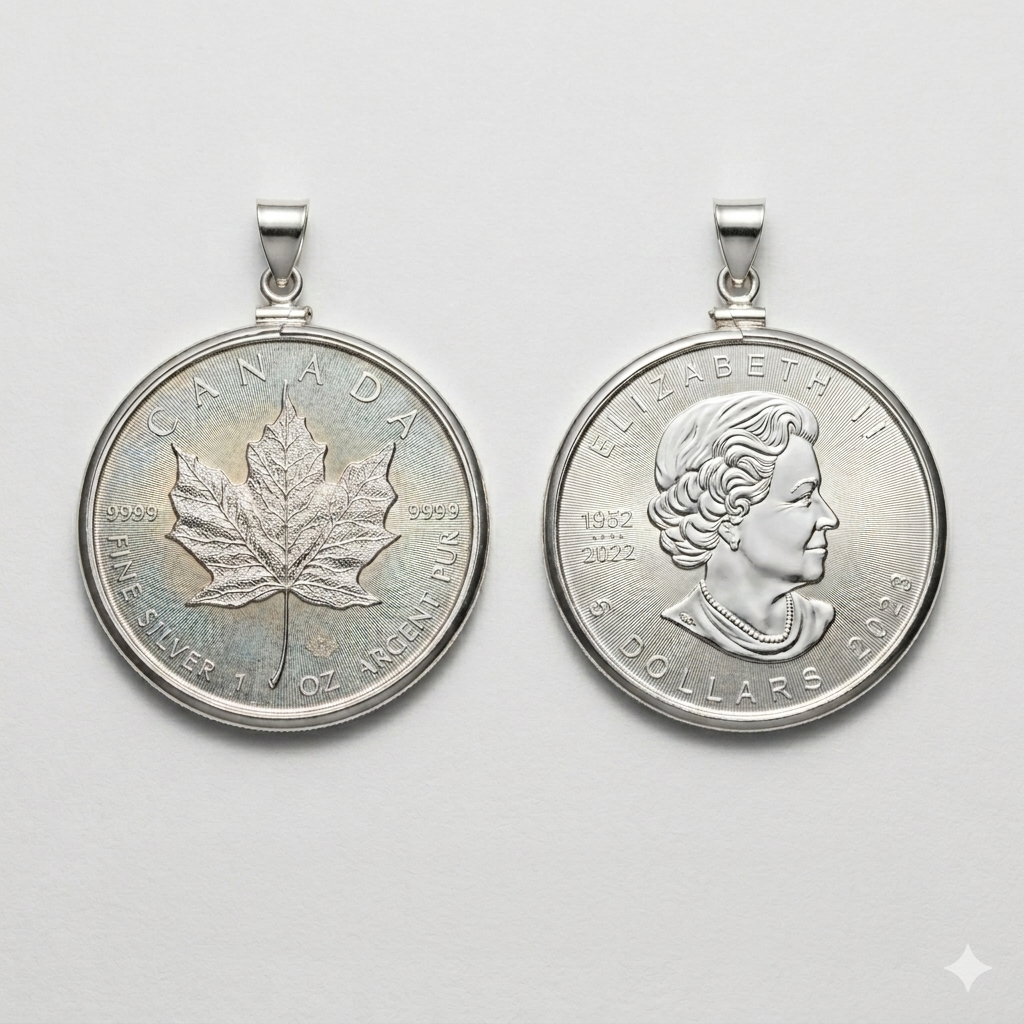 Colgante de moneda de plata Maple Leaf canadiense 2022 | 1 oz .9999 Plata Fina