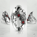 Bague cocktail déesse du zodiaque Capricorne en argent sterling oxydé