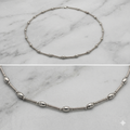 Collar de cadena de bobina y cuentas mixtas de plata de ley 925