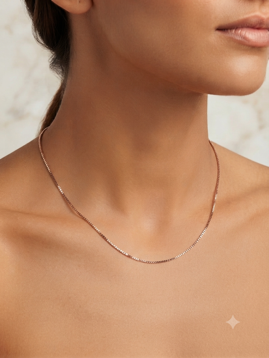 10K Yellow Gold Box Chain Necklace — 19"