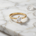 Gold Star CZ Solitaire Ring | 925 Sterling Silver