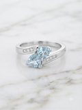 10K White Gold Dual Blue Topaz Bypass Ring